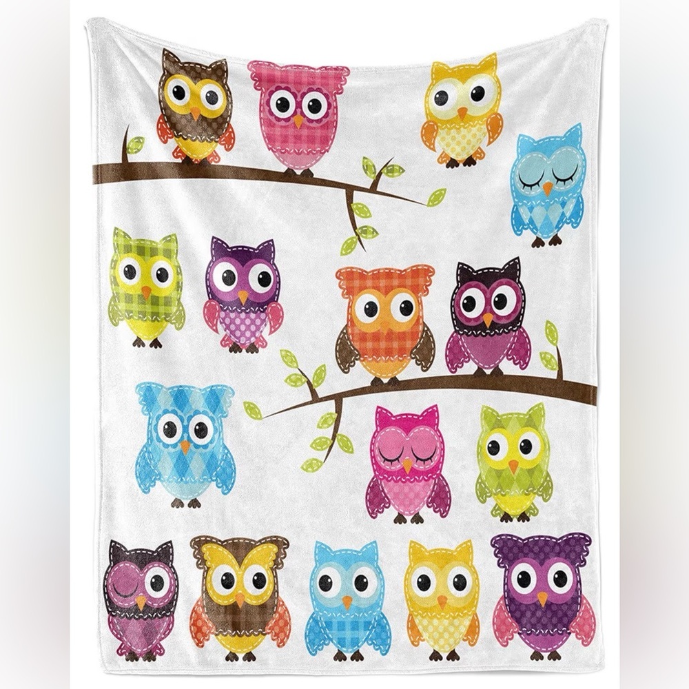 Ambesonne Owl Pattern Blanket - Multicolor